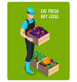 cheerful isometric grocer vector image vector image