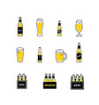 beer glasses and bottles color icons set vector image