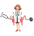 doctor with stethoscope and heartbeats vector image