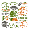 icons set of campus rugby team vector image