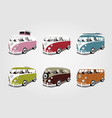 retro camping van collection design vector image