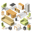 isometric office furniture 3d cabinet with table vector image