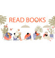 set people reading books vector image vector image