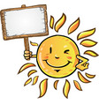sun cartoon with signboard vector image vector image