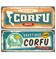 corfu greece retro greeting card vector image vector image