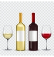 two bottles and glasses of wine - red white vector image