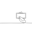 hand holding smartphone one line continuous vector image vector image