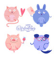 set cute round cat pig rabbit and dog vector image vector image