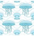 seamless pattern with jellyfish and waves vector image vector image