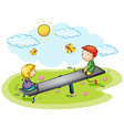 two kids playing on seesaw in the park vector image