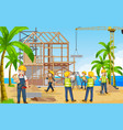 building construction site with workers vector image
