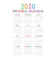 kids 2020 year calendar concept banner vector image vector image