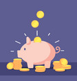 piggy bank with golden coins save money deposit vector image vector image