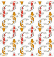 seamless pattern with red and orange koi fish carp vector image