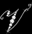 v italic letter with diamonds vector image vector image