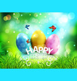 background easter eggs in green grass vector image vector image