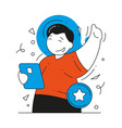 successful business man achievement tablet pc vector image