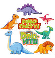 set of cute dinosaurus cartoon characters vector image