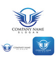 wing falcon bird logo template vector image vector image