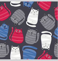 Cute cats colorful seamless pattern background Vector Image