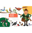 flat birds colorful natural composition vector image vector image