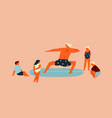 surf lesson with teacher teaching kids surfing vector image vector image