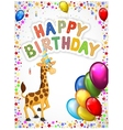 birthday cartoon with happy giraffe vector image