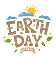 earth day banner 22nd april sun with clouds vector image