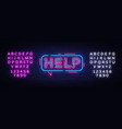 Help neon sign design template neon Royalty Free Vector