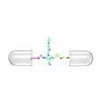 open transparent capsule with rainbow ekg vector image vector image