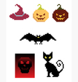 halloween pixel icons vector image