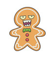 mad angry christmas ginger bread cookie cartoon vector image