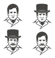 set of gentleman heads with moustache isolated vector image
