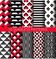 geometric white black red patterns vector image vector image