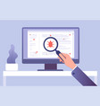 computer virus concept hand with magnifying glass vector image