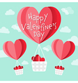 happy valentines day heart shaped hot air balloons vector image