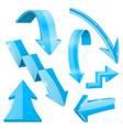 blue 3d arrows shiny icons vector image