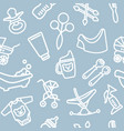 seamless background with linear baby care symbols vector image vector image