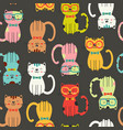seamless pattern with colorful funny cats vector image
