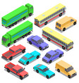 set isometric urban transportation cars vector image