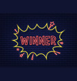 comic speech bubbles with text winner neon icon vector image vector image