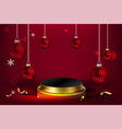 3d minimal luxury podium golden in front red vector image vector image