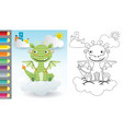 cartoon of dragon sitting on cloud vector image vector image