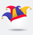 colored jester hat with bells on white vector image vector image