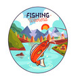 icon of fish in lake in mountains vector image vector image