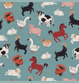 cute farm animals seamless pattern graphics vector image