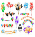 set balloon bunches garlands isolated groups vector image