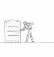 single one line drawing young astronaut standing vector image vector image