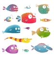 cartoon fish collection for kids design vector image