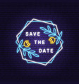 wedding neon invitation card template vector image